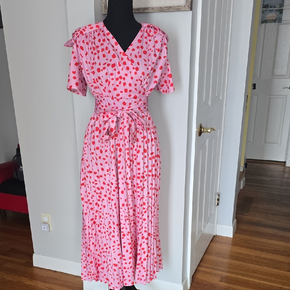 Pink and Red Printed Wrap Maxi Dress - Women's NWOT